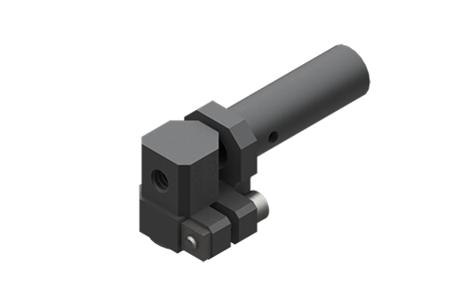 真空カップ用クランプ付固定用エルボ、シャンク直径10 mm、短、M5メスネジ山、ネジ付 - MFI-A256