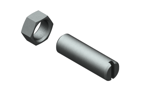 金属製ストロークエンドストッパーM6x0.5、長さ20 mm、六角ナット付 - FPD0620