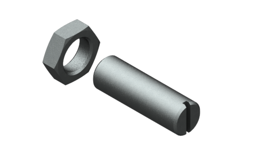 金属製ストロークエンドストッパーM8x1、長さ25 mm、六角ナット付 - FPD0825