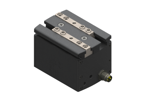 自動調芯・平行開閉型電動グリッパー、24VDC、6 W、IOL、4ピンM8、ピーク0.9A、内蔵コントローラー付サーボDCモーター、30°Cで最大0.51 Hz、IP54、ブッシュ付 - MPLM1630IOL