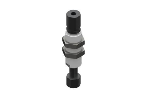 Non-rotative suspension with M12x1 threaded body, stroke 10 mm, M5, with 2 nuts - 9900024