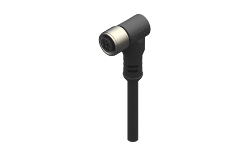 M8ロックナット付アンギュラーメスコネクター、8ピン、丸形PURケーブル、長さ0.2メートル - CFGM890802P