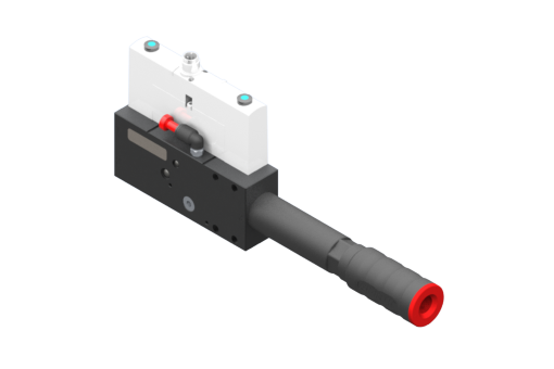 Vacuum pump EJ-BSVLG-LARGE-HF-3-ISO with integrated holder and silencer, vacuum and blowoff NC Solenoid Valve 3/2 x2, 24Vdc, 2.5W, M12x1 5-pin, IP54, G1/2'' vacuum port - 3030228